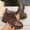 Brown, variant on Women's Martin Ankle Boots Round Toe Lace up Medium Block Heel Winter Combat Short Boots Solid Color Fashion Casual Shoes Brown 8.5(42)