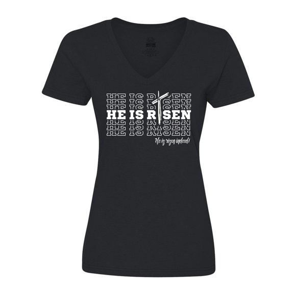 Inktastic He Is Risen Mirror Words Women's V-Neck T-Shirt