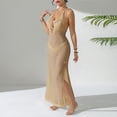 thumbnail image 5 of Idoravan Beach Cover Ups for Women Crochet Women’S Crochet Cover Up Hollow Out Side Split Sleeveless Halter Backless Long Beach Dress, 5 of 7