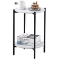 thumbnail image 3 of SYNGAR 2-Tier Coffee Table, Tea Table and Marble Coffee Table, Multifunctional Bedside Table End Table Side Table with Marble Table Top, Black and White, 3 of 11