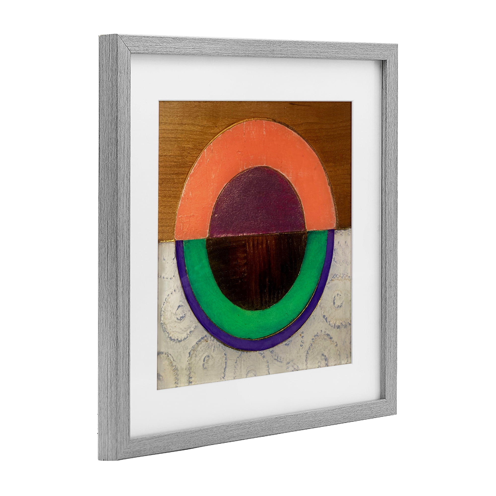 Stupell Industries Horizontal Split Circle Gray Framed Print Under Glass, design by Matthew Finger