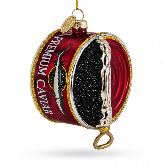 Premium Caviar Tin Glass Christmas Ornament