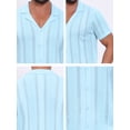 thumbnail image 7 of DARING DIVA Men's Hollow Knitted Shirt Short Sleeve Button Down Striped Shirts M Blue, 7 of 7