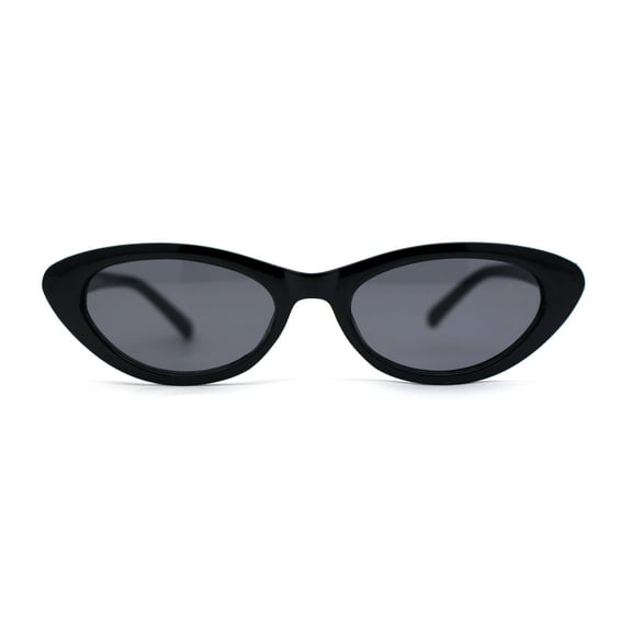 Womens Classic Mod Soft Cat Eye Plastic Sunglasses All Black