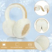 KOITHOT 2 Pcs Ear Muffs for Women, Foldable Fluffy Earmuffs with Headband, Multicolor Winter Outdoor Earmuffs