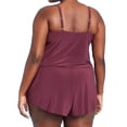 thumbnail image 2 of Aqua Green Women's Plus Size High Neck Swim Romper with Pockets - Currant Red - (18W), 2 of 4