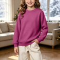 thumbnail image 5 of BLVB Boys Girls Knit Sweater Long Sleeve Crewneck Solid Color Soft Loose Pullover for Teen Kids Cozy Casual Fall Winter Jumper Top(Hot Pink,5-6 Years), 5 of 7