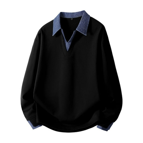 pstuiky hombres de manga larga, Sudadera con capucha informal de manga larga con solapa y bloques de color para hombre Tops de hombre m