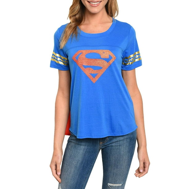alder Blandet Precipice Supergirl T-Shirt Superman Cape Juniors Blue Red Costume Size XL -  Walmart.com