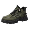 thumbnail image 2 of Mens Ankle Boots Lace‑Up Round Toe Soft‑Sole Comfort Short Boots with Rotating Shoelace Buckle Padded Inner Lining for Commute Hiking Daily Outdoor Casual Wear, 2 of 9