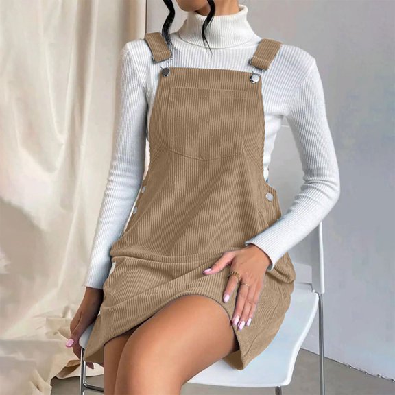 Blmnix Overall Dress Woman Dress Button Down Winter Dresses Slip Dress Dresses Mini Yellow Sleeveless Square Neckline Women Dresses Summer,S