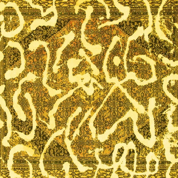 Ahgly Company Indoor Square Abstract Yellow Modern Area Rugs, 5' Square