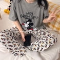 thumbnail image 1 of Disney-Conjunto de 2 piezas de pijama de Mickey Mouse para mujer, camisa de manga corta y pantalones gráficos, ropa de noche suave para mujer, novedad de verano, 1 of 4