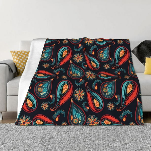 Fotbe Paisley1 Manta de Franela con Estampado, Manta Ultrasuave para Cama, Sofá, Auto, Hipoalergénica y Antibolitas-40"x30"