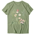thumbnail image 4 of Tiweut Womens T Shirt Floral Print Crew Neck Short Sleeve Loose Pullover Outerwear,Green, 4 of 4