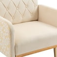 thumbnail image 5 of Accent Chair, Velvet Accent Chair with Arms and High Back, Modern Button Tufted Upholstered Armchair with Metal Legs Vintage Single Sofa Chair Chaise Lounge Chair Accent Chair for Living Room, Beige, 5 of 7