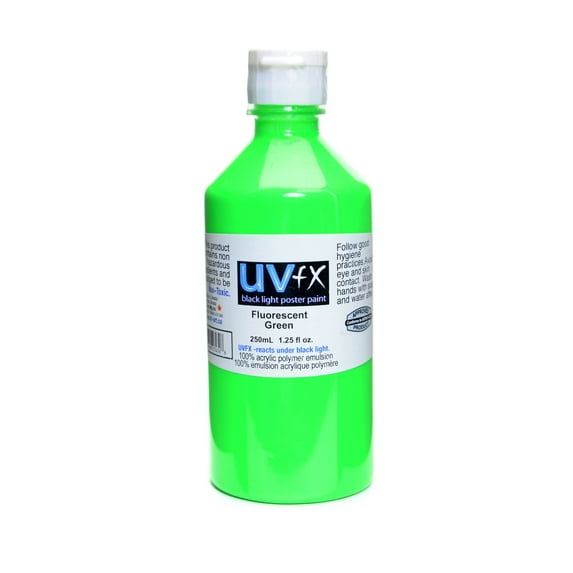 UVFX Black Light Poster Paint fluorescent green, 250 ml, bottle (pack of 2)