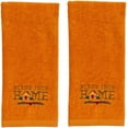 thumbnail image 5 of Serafina Home Bathroom Hand Towels: Bless This Home Embroidered Design on Rust Burnt Orange Terry Cotton, Set of 2, 5 of 6