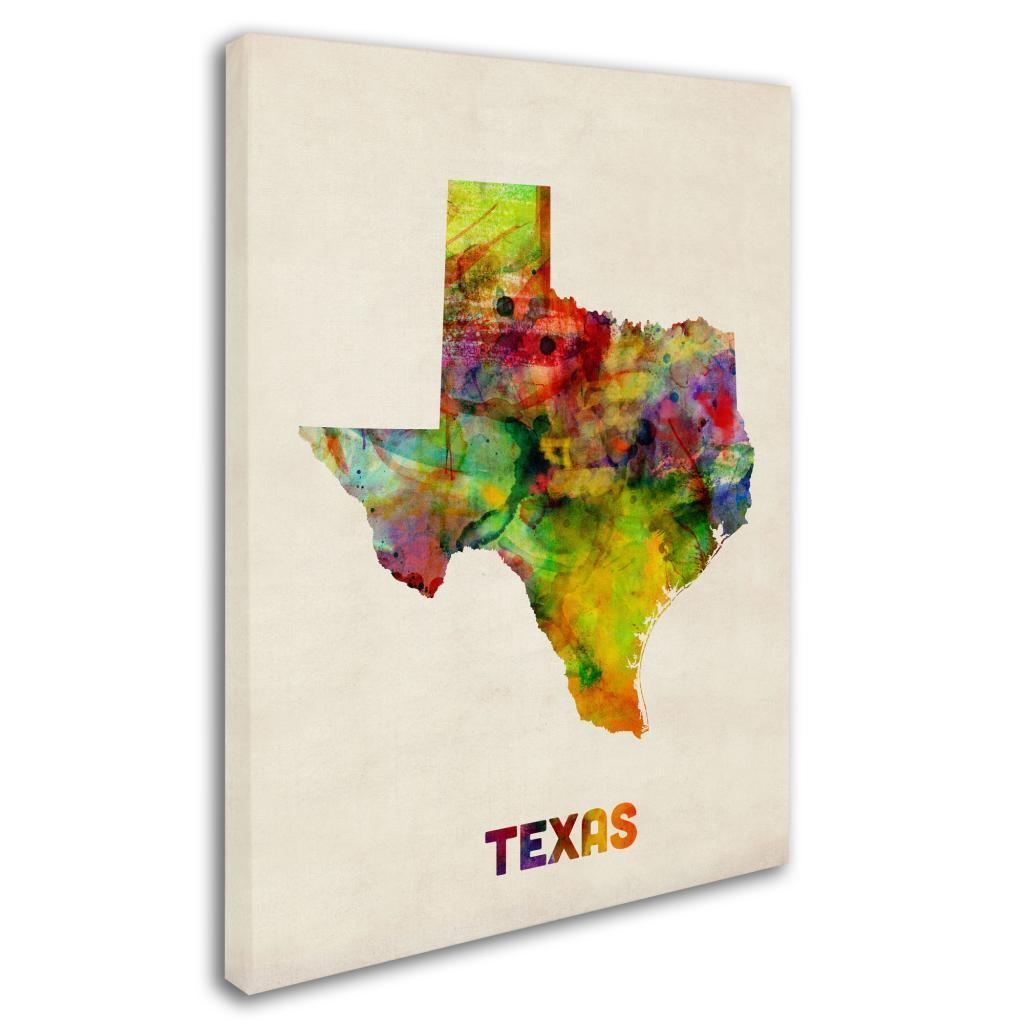 Trademark Fine Art "Texas Map" Canvas Wall Art by Michael Tompsett