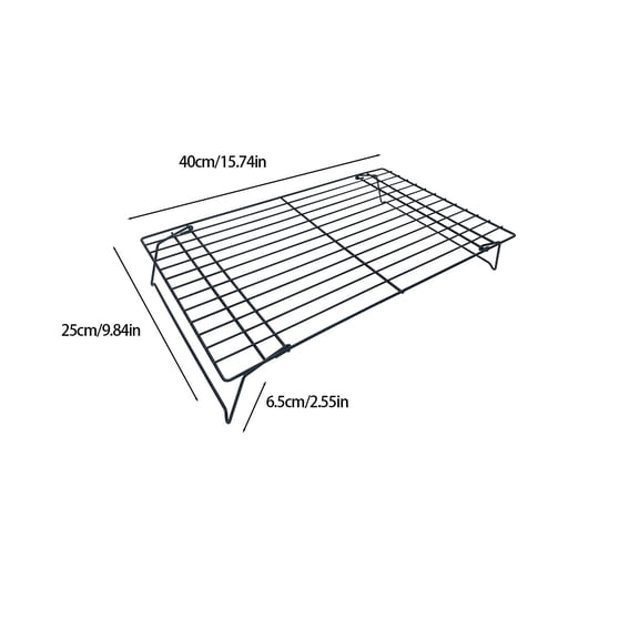 Stainless Steel Cooling Rack for Baking & Grilling | 15.75x10 Inch Foldable Oven-Safe Drying Rack | Heavy Duty Black Wire Rack for Cooking & Food Cooling