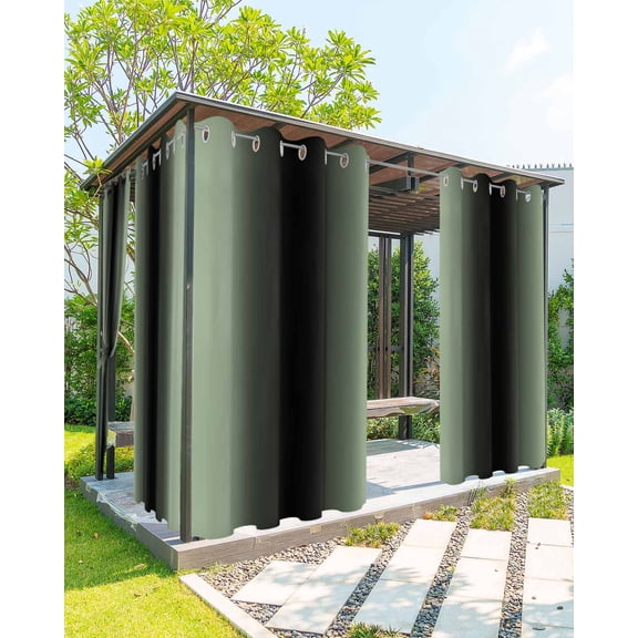 nqOlkjepod Outdoor Curtains for Patio Waterproof, Sage Green Black Ombre Outdoor Privacy Panels Grommet, Gradient Contemporary Abstract Art Blackout Outside Curtains for Porch 54"x108", 2 Panels