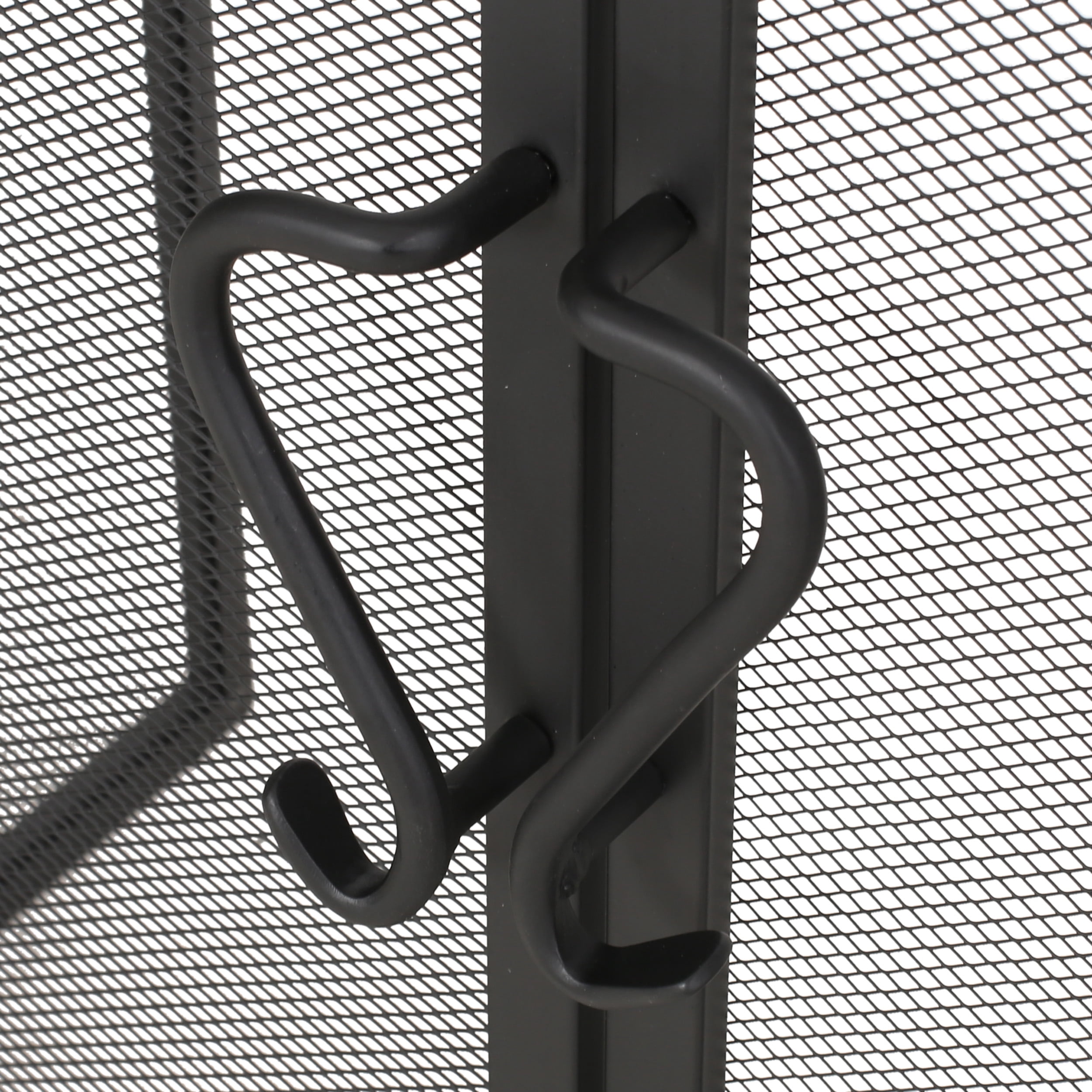 Noble House Nevaeh Modern Iron Folding Fireplace Screen with Door and Tools, Matte Black