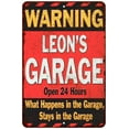thumbnail image 1 of LEON'S Garage Warning Man Cave Wall Décor 8x8 x 12 Matte Finish Metal 108120030165, 1 of 1