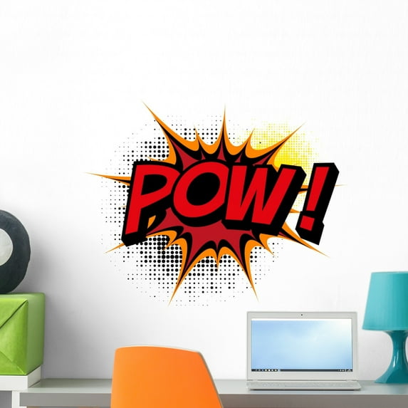 Pow Comic Book Explosion Wall Decal by Wallmonkeys Peel and Stick Graphic (24 in W x 19 in H) WM247212