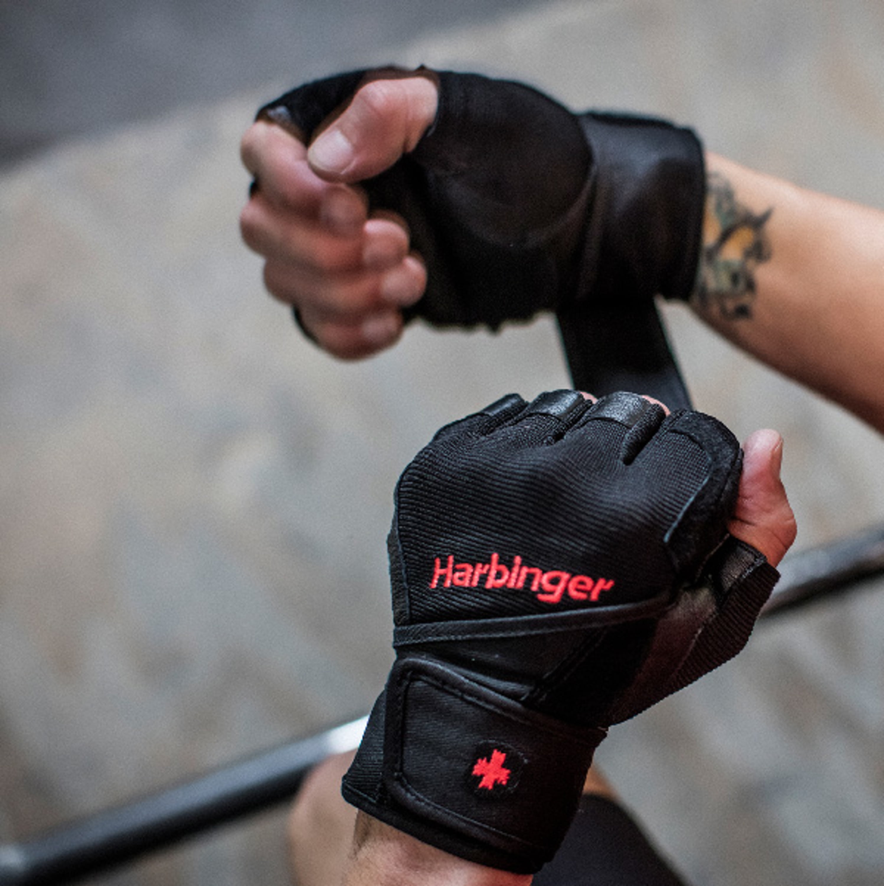 Harbinger Pro Wrist Wrap Weight leather lifting Gloves for gym fitness training 