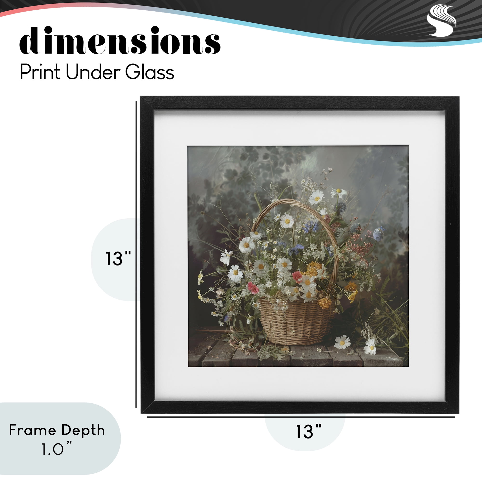 Stupell Industries Florals In A Basket Arrangement Black Framed Print Under Glass, design by Lazar Studio
