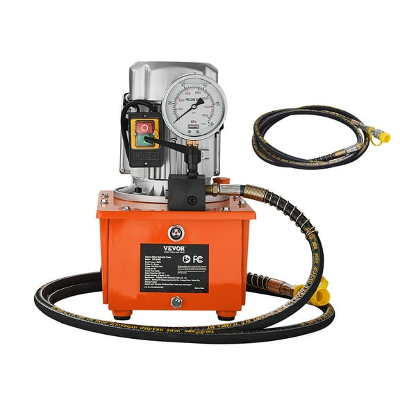 VEVOR Electric Hydraulic Pump, 10000 PSI 750W 110V, 488 in鲁/8L Capacity, Single Acting Manual Valve, Electric Driven Hydraulic Pump Power Pack Unit with Lever Switch for Punching/Bending