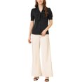 thumbnail image 2 of Allegra K Women's Work Office Short Sleeve V Neck Bow Tie Blouse Top, 2 of 7