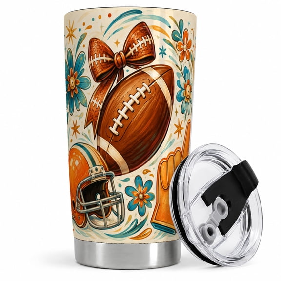 Football Floral 20oz Stainless Steel Tumbler for Game Day
