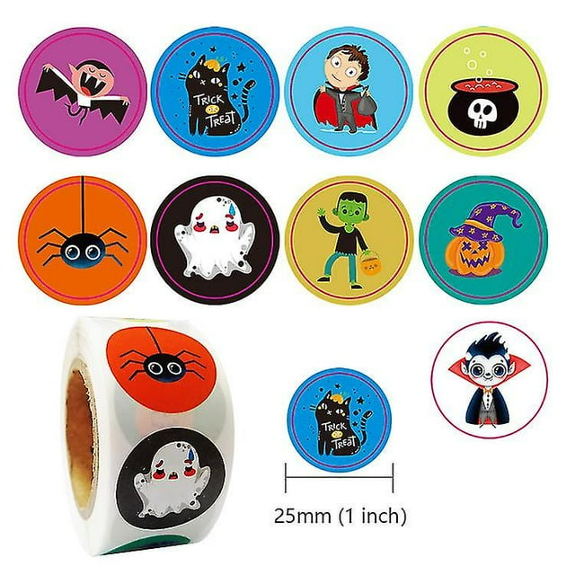Pegatinas de Halloween para niños JanHm 1000 piezas rollo de araña murciélago calabaza etiquetas adhesivas
