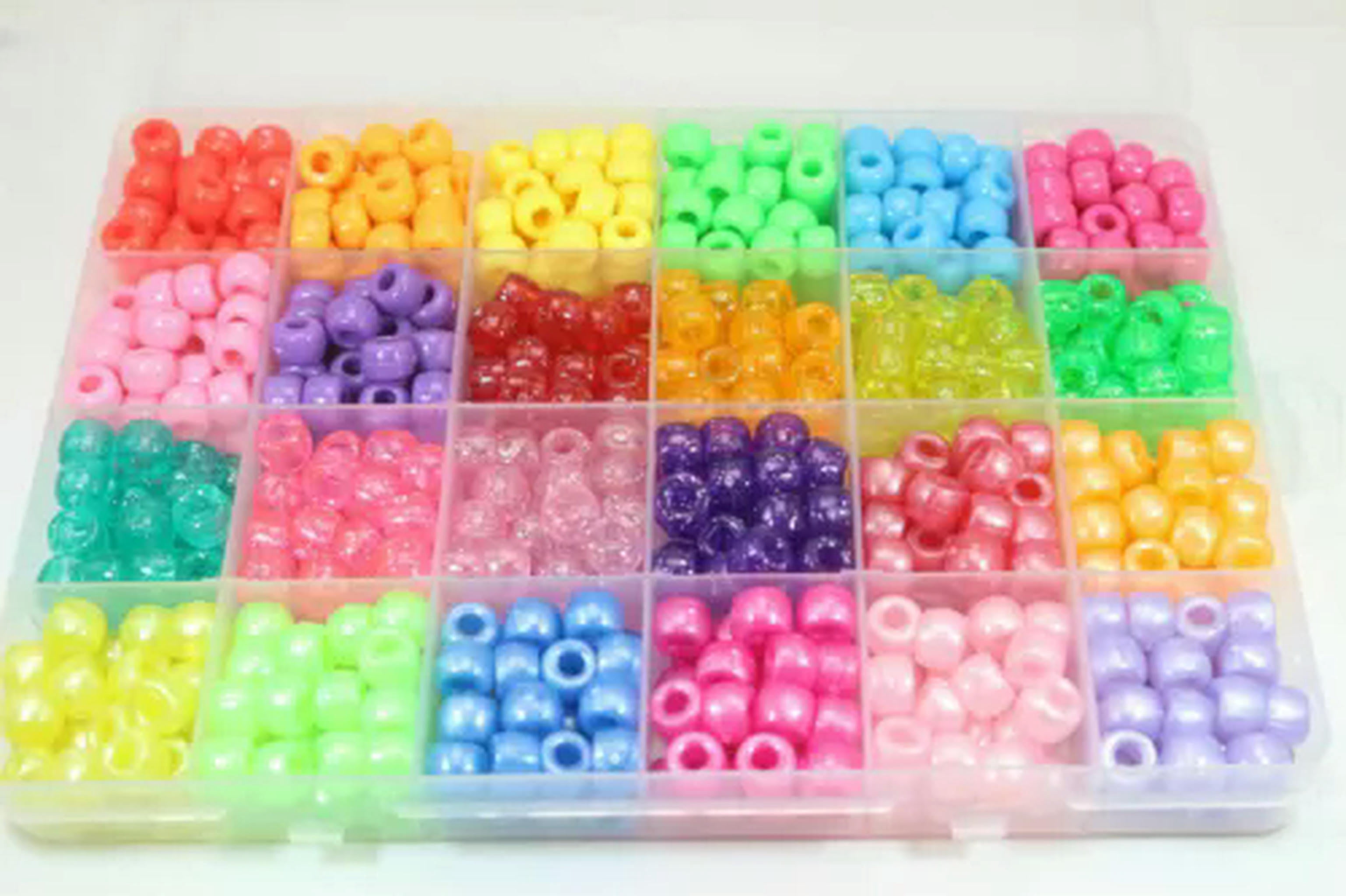 U8MO Craft DIY Acrylic Pony Beads Set 9X6mm 24 Color with Organizer Box for Bracelet-1# 720pcs Opaque Glitter Pearl...