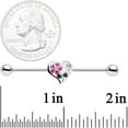 thumbnail image 2 of Body Candy 14G 316L Steel Helix Cartilage Earring Pink Accent Flower Heart Industrial Barbell 1 1/2", 2 of 2