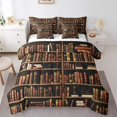 thumbnail image 1 of YST Bookshelf 7 Piece Comforter Set King Size,Vintage Educational Bookcase Bedding Set,Classic Library Books Bed in a Bag,Retro Academic Collection Art Sheet Set Bedroom Decor,Black Brown, 1 of 5