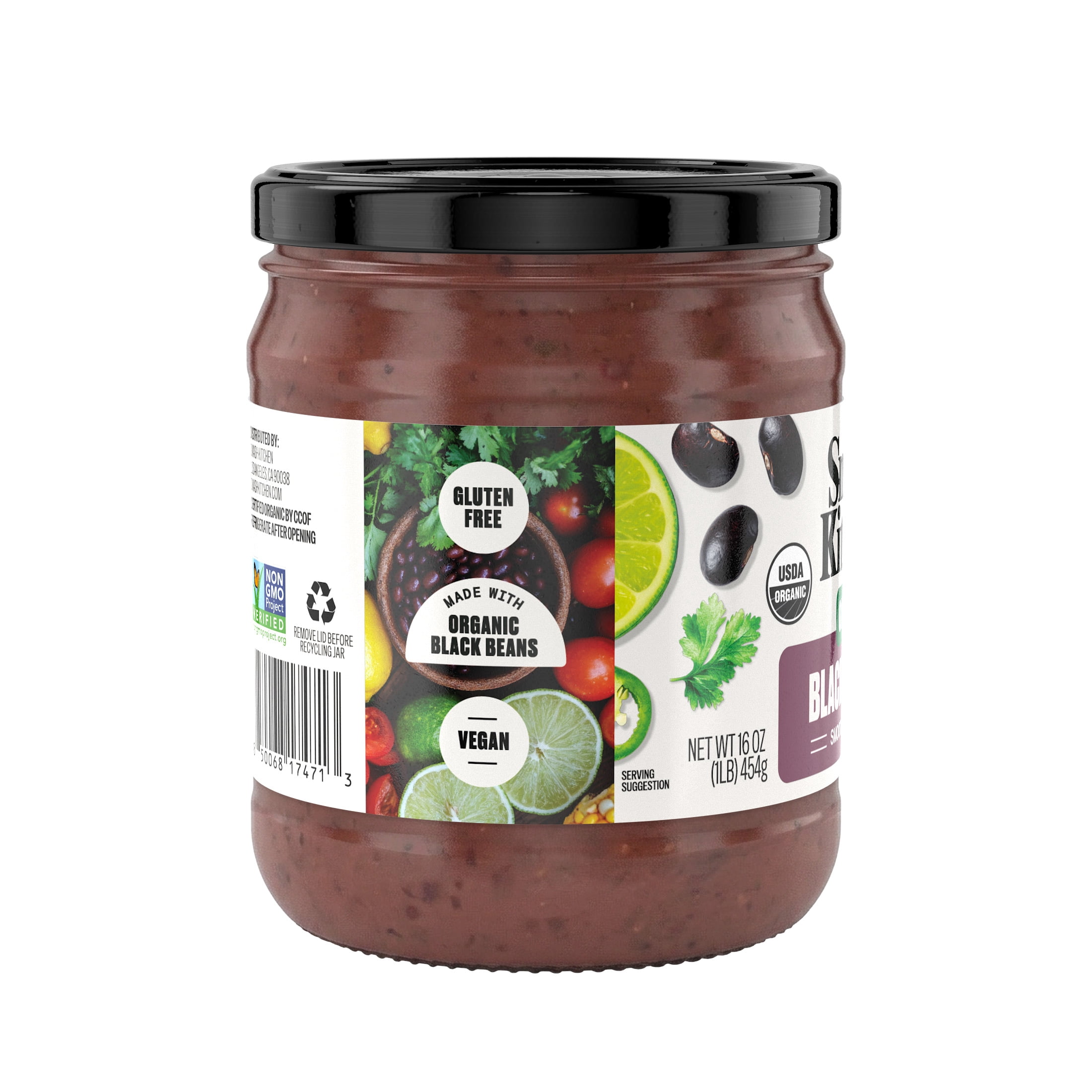 (2 pack) Smash Kitchen Organic Mild Black Bean Salsa Dip, 16 oz