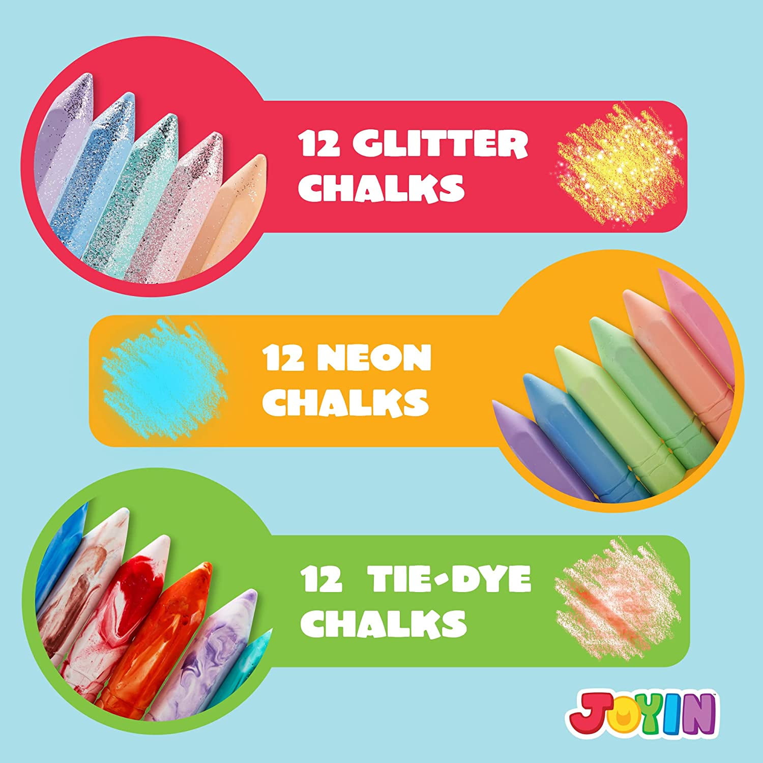Glow in the Dark Sidewalk Chalk Paint Set with 6 Glow Paint Colors