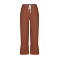 thumbnail image 6 of GigrtiJin Women's Cotton Linen Wide Leg Pants Elastic High Waist Trousers Comfy Solid Color Loose Pants with Pocket, 6 of 9