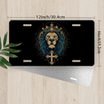 thumbnail image 2 of 1 Pcs 2D Flat License Plate Covers & Frames, Lion with Cross For Decorative Front, Waterproof For Decoration Aluminum License Plate Covers & Frames Cover For Men Women, 12" X 6", 2 of 6
