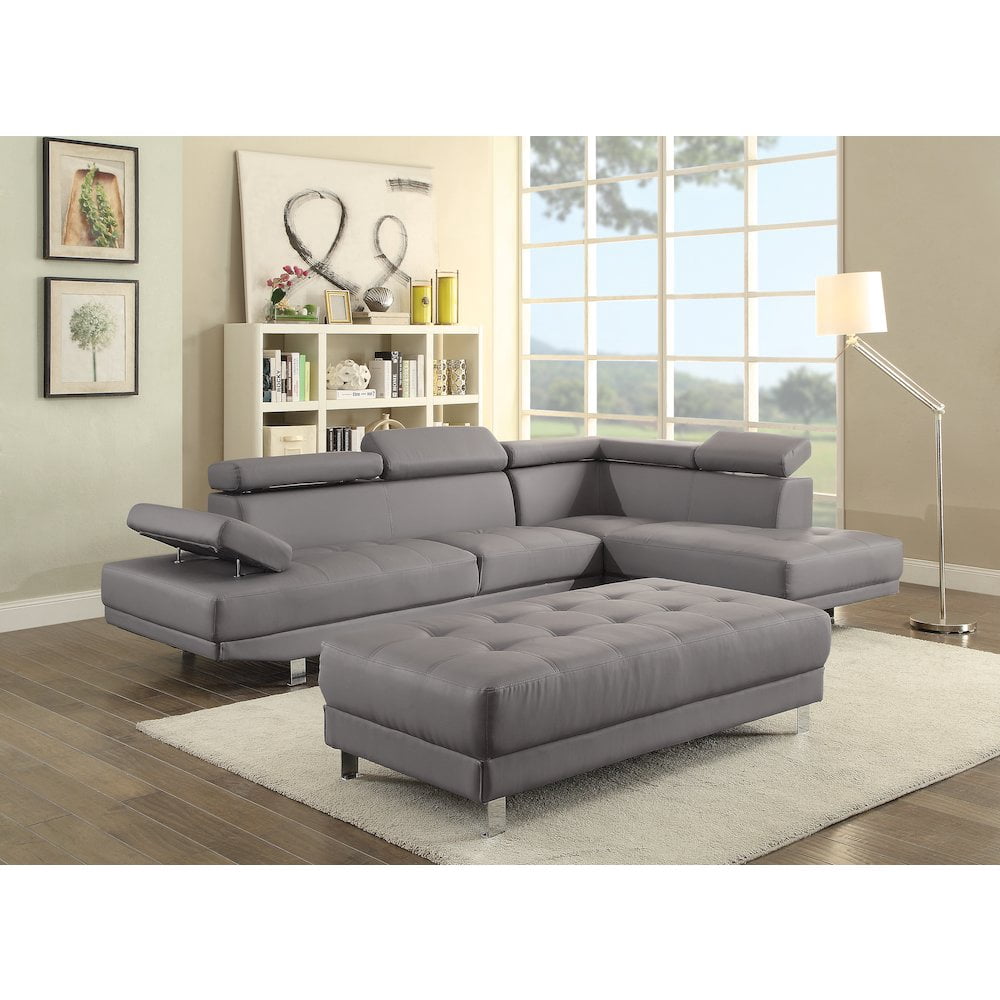 Glory Furniture Riveredge Sectional in Gray Color