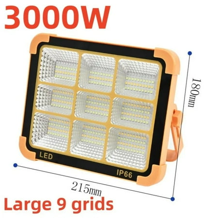 

LOPNGLG High-Power Portable Solar Outdoor Floodlight - Rechargeable 3000W Construction Light with Reflective Spotlight - Perfect for Brightening Construction Sites - Durable and Efficient