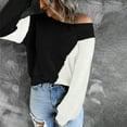 thumbnail image 5 of IROINNID Womens Sweater One-Shoulder Pullover Sweater Color Block Casual Short Length Long Sleeve Autumn and Winter Blouse Patchwork Tops Sweater, 5 of 7