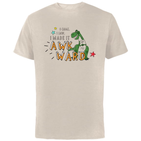 Disney PIXAR Toy Story Rex I Came, I Saw, I Made it Awkward - Short Sleeve Cotton T-Shirt for Adults - Customized-Natural