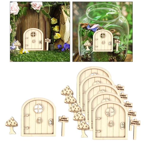 Pack De 4 Puertas De Hadas En Miniatura GANAZONO – 6x5 Cm, De Resina, Para Jardín, árboles, Paredes Y Casas De Muñecas