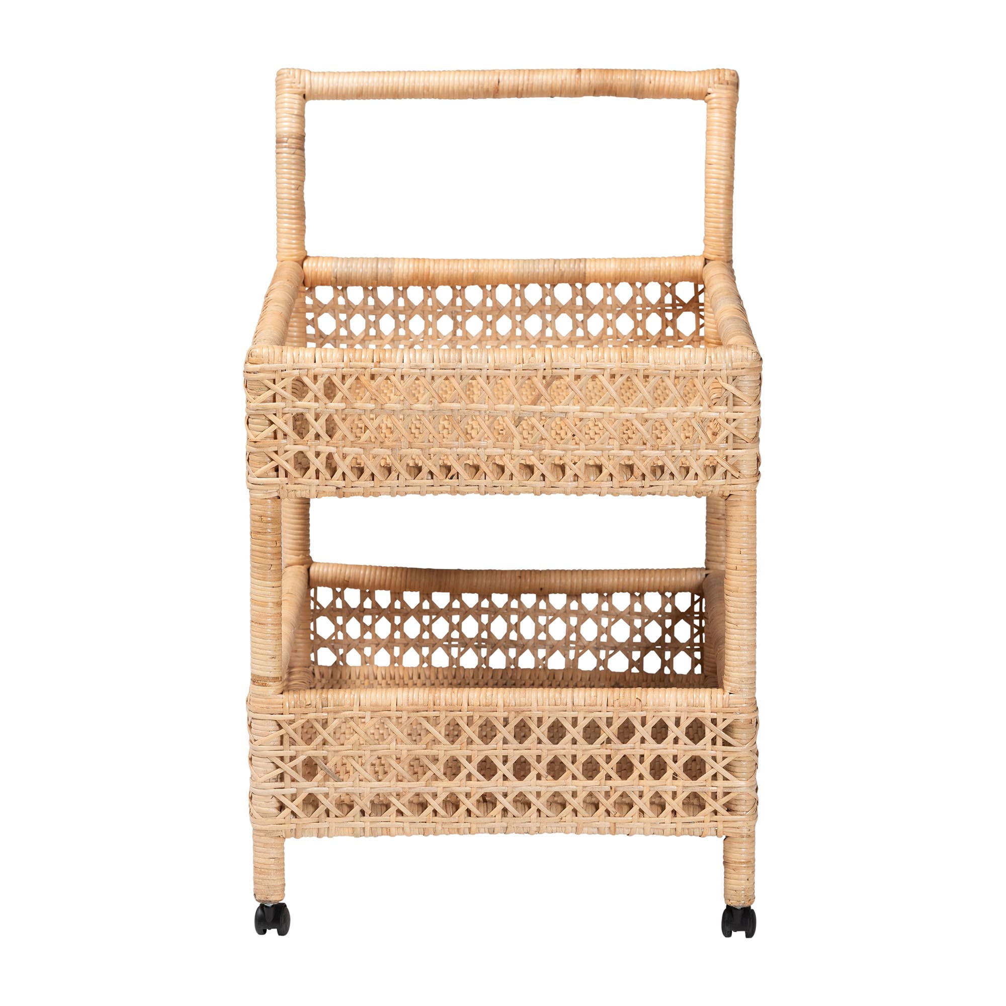 bali & pari Alaina Boho Kitchen Cart, 2-Tier, Natural Rattan