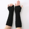 thumbnail image 4 of Guantes de invierno cálidos sobre el codo para mujer, guantes largos sin dedos tejidos con medio dedo abierto, guantes de lana, calentador de brazos, 4 of 6