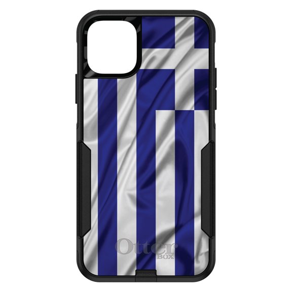 DistinctInk OtterBox Commuter Custom Case for Apple iPhone 15 (6.1" Screen) - Greece Waving Flag - Slim Profile Design