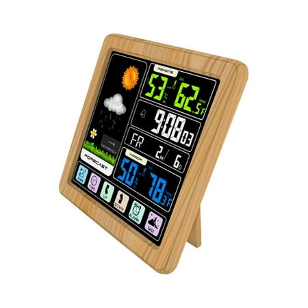 

Wireless Indoor Outdoor Thermometer HD Color Screen Digital Temperature Humidity Monitor with Sensor Room Hygrometer with Weather Forecast Alarm Clock Wireless Weather Station